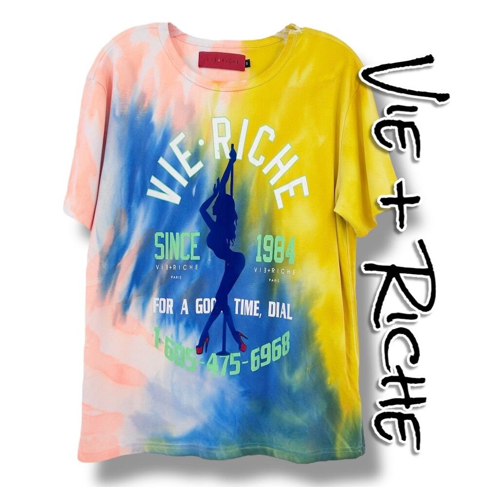 Vie + Riche For A Good Time Shirt Multi Color Mens Size Small Flaw